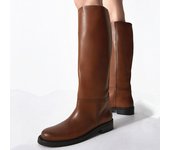 Nuevas Botas De Otoño Para Mujer, Botas De Cuero Retro Marrón, Botas De Caballero Altas De Cabeza Redonda