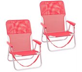 Pack of 2 fixed folding beach chairs with low aluminum and textilene seat lola home