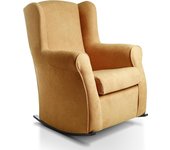 ESPECIALISTAS DEL Sillon orejero balancin Blanco Carla (Sillon Lactancia) Sillón tapizado Antimanchas acualine Color Beige. Mecedora para Dormitorio, Salon o habitacion de Bebe