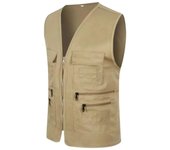 GASL-Chaleco hombre, chaqueta multi-bolsillos-zip, pesca sin mangas, trabajo acampar, exteriores V-cuello, voluntario.