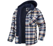 Chaqueta con capucha holgada de manga larga a cuadros de algodón enroscada de otoño e invierno para hombre