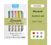 6Colors Macaron Baroque Retractable Highlighters Fluorescent Pen Manga Markers for Drawing Doodling Coloring Kawaii Stationery