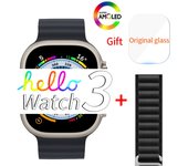 Hello Watch 3 Plus-reloj inteligente para hombre y mujer, pulsera deportiva Ultra AMOLED de 49mm, NFC, brújula, Bluetooth, llama