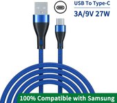 VAORLO 3A 27W Fast Charging Cable Compatible With Samsung Smart iPhone Huawei Xiaomi Support Data Transfer Durable Braided Wire