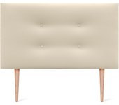 Cabecero de Polipiel o Tela Pro con 2 hileras de Botones y Patas Cabezal tapizado Cama Lujo (150x105cm con Patas (Camas 150/160), Tela Beige)