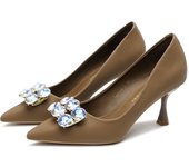 2024 new style women's shoes/sandals/high heels/stilettos/pointed toes/spring/summer/autumn/winter/banquet/wedding/work/leather/Black