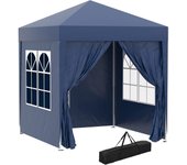Carpa Plegable Pop-up Gazebo 2x2 m Cenador Plegable con 4 Paredes Laterales Anti-UV y Bolsa de Transporte para Camping Fiestas Azul