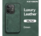KEYSION Luxury Retro PU Leather Case for Realme GT 6 6T Soft Silicone+PC Shockproof Phone Back Cover for OPPO Realme GT Neo 6 SE