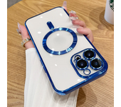 Magnetic Plating Case For iPhone 15 14 Plus 13 Pro Max With Camera Lens Protector Glass For Magsafe Wireless Charger Cover