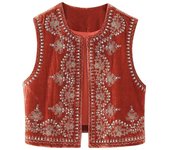 BUNO-Chaleco bordado de terciopelo Vintage para mujer, chaqueta sin mangas con cuello de pico, chalecos elegantes, chalecos de moda para mujer, abrigo 2025