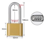 Safe 4-Digit Password Lock Rust-proof Sturdy Number Combination Padlock Durable Waterproof Metal Code Lock