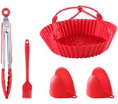 Original® 2 In 1 Premium Air Fryer Accessories - Silicone SQUARE [21CM] Pan Mold - Silicone Basket - Silicone Oil-Free Fryer Tray，Grey