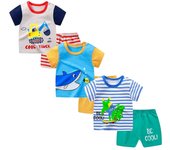 Set di 3 Magliette a Maniche Corte per Bambini Neonato Ragazzi Ragazzino, a Mezza Manica,Confezione da 6 (6 MESI-5 Anni)