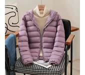 Plus size women's hooded slim down jacket women's casual office women's ultra light and storable jacket