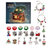 Kit DE FABRICACIÓN de pulseras de joyería con dijes DIY, calendario de adviento de Navidad, caja de regalo temática de Navidad p