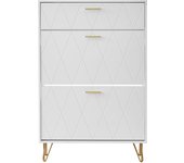 SucceBuy Shoe Cabinet with 3 Flip Drawers, Free-Standing Shoe Storage Organizer for Heels, Boots, and Slippers, Entryway and Living Room Use