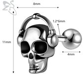 ZS 1 PC Punk Gothic Skull Stud Earring For Men Women Spider Snake Earrings Ear Studs Cartilage Helix Lobe Piercing Jewelry 16G