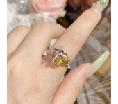 small fresh bright clear light sea sapphire ring female 18K gold plated niche design sweet cool index finger ring