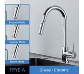 Quayanre nickel chrome draw out single handle H/C/kitchen water mixer pause kitchen faucet