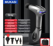 MUKASI Muscle Massage Gun with Detachable Extended Handle, Deep Tissue Muscle Massager Gun with 8 Adjustable Levels, 4 Massage Heads, LCD Touch Screen, for Muscle Pain Relief