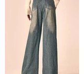 Vintage Cat Cartoon Embroidery Wide-leg Jeans Women's Summer New Trendy Student Straight-leg Trousers High Street Style