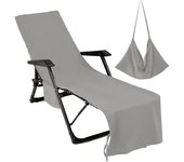 Sun Lounger Towel Large in Bag with Pockets Storage, Travel Lightweight Sunbed Pool Beach Spa Holiday Microfiber Quick Dry Absorbent Bath