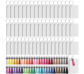 200Pcs Sublimation Keychain Blanks Set Rectangle Heat Transfer Blanks Keychain Tassels with Key Rings for Keychain DIY