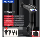 MUKASI Muscle Massage Gun with Detachable Extended Handle, Deep Tissue Muscle Massager Gun with 8 Adjustable Levels, 4 Massage Heads, LCD Touch Screen, for Muscle Pain Relief