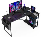de Esquina Ordenador - 100x70 cm Mesa en Forma L, Estantes de Almacenamiento, Esquina Reversible, Gaming Escritorio Mesa Gamer Desk para Estudio Trabajo Oficina Dormitorio Hogar