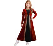 Girls Medieval Costume Renaissance Princess Dress Velvet Long Sleeve