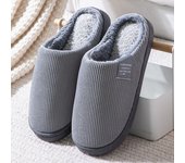 Zapatillas de casa de piel para hombre y mujer, zapatos de algodón, toboganes mullidos, pantuflas de felpa cálidas para parejas, zapatos simples para dormitorio, Otoño e Invierno