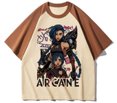 Hot Anime Arcane Jinx T Shirt Men Women Kawaii Cartoon Graphic Tees Hip Hop 90s Harajuku T-shirt Streetwear Male