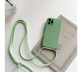 Funda de teléfono de silicona líquida con cordón y correa para collar cruzado para iphone 16 15 14 13 12 MiNi 11 Pro X XR XS Max 7 8Plus