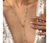 2024 Bohemian Colorful Long Y-Shaped Necklace Metal Collarbone Chain Gold Silver Color Summer Holiday Party Body Jewelry Gifts