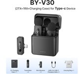 BOYA BY-V3 Wireless Lavalier Lapel Mirophone Noise-cancelling Rechargeable Mic for iPhone Android Camera Live Streaming Vlogging