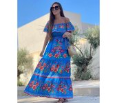 2025 primavera y verano nuevos vestidos de las mujeres, un hombro, impreso vestidos largos swing grande