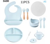 Bebé Silicona Alimentación Platos Comer Ventosa Plato Dividido Tazón Cuchara Tenedor Niño Niña Vajilla Set con Tapa Cubierta Kit