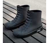 Botas de goma para hombre impermeables a media pantorrilla Zapatos de trabajo cómodos antideslizantes Negro