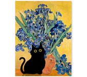 Abstract Monet Garden Landscape Canvas Painting Sunflower Flower Black Cat Poster Print Picture Living Room Aesthetic Home Decor