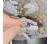 Fashion Paris light luxury simple style big V imitation moissanite bracelet plated 18K full diamond water drop ring set