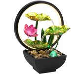 Tabletop Fountain Circulating LED Ring Lights r Water Ornaments Meditation Fortune Craft for Home Office