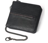 Cartera de cuero para hombre, Cartera con protección RFID, Monedero con cremallera, 9 ranuras para tarjetas, 2 ranuras para billetes, Estuche corto con cremallera, Cartera de cuero auténtico, Cartera con protección RFID, Cepillo antirrobo, Multifunción