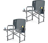 Silla de Camping Resistente de 180 kg Silla Plegable Aluminio Silla de Camping para Adultos con Mesa Auxiliar Portátil para Festivales al Aire Libre