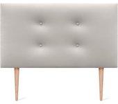 Cabecero de Polipiel o Tela Pro con 2 hileras de Botones y Patas Cabezal tapizado Cama Lujo (150x105cm con Patas (Camas 150/160), Tela Beige)