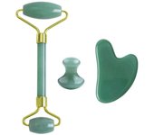 Fashion 2/3/4Pcs Natural Rose Quartz Obsidian Jade Roller Gua Sha Stone Set Gouache Scraper Facial Lifting Anti-Wrinkle Skin Care Tools