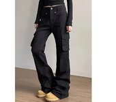 Pantalones de trabajo acampanados Retro, pantalones vaqueros adelgazantes de pierna recta holgados informales para hombres y mujeres, pantalones vaqueros holgados de estilo americano