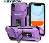 KEYSION Shockproof Case for iPhone XS Max XR Slide Camera Lens Protection Ring Stand Phone Back Cover for iPhone XS Max X XR