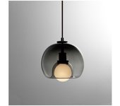 Modern Pendant Light Hanging Chandelier Globe Shape Smoky Gray Glass E27 LED Drop Light Fixture for Dining, Kitchen Island, Bar