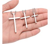 Cross Necklace for Men, Silver Black Gold Stainless Steel Plain Cross Pendant Necklace for Men Box Chain 16-30 Inch