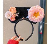 Flower Chinese Style Headwear Velvet Bow Tassel Ancient Style Gege Headband Lion Dance Princess Hair Hoop Hanfu Headwear Women